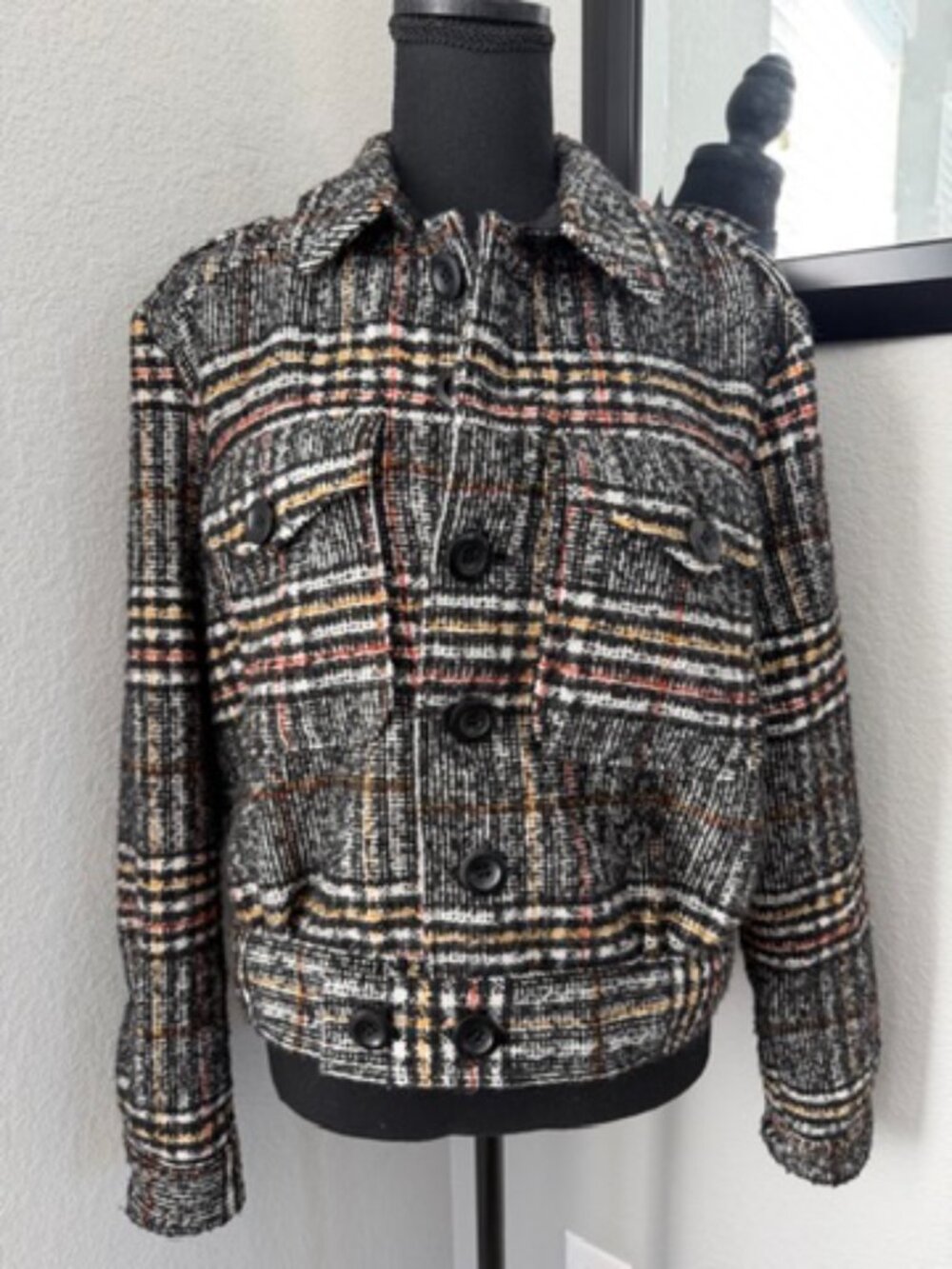 FREE PEOPLE Eisenhower Slouchy Plaid Tweed Jacket Small - Picture 4 of 14